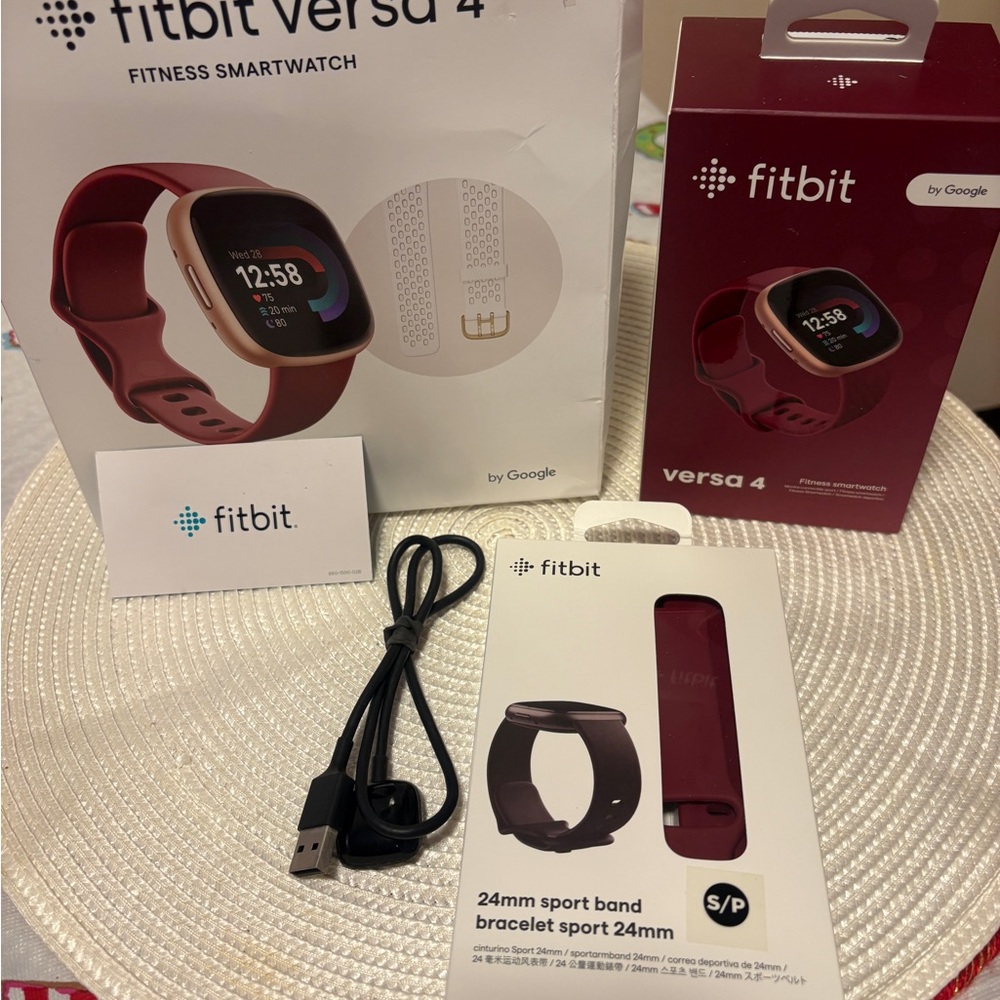 Fitbit Versa 4 Fitness Smartwatch - Burgundy (Accessories only)
